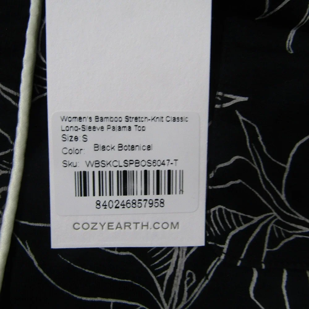 Cozy Earth Pajama Top Womens S Black Botanical Floral Viscose Spandex Button - Picture 3 of 7